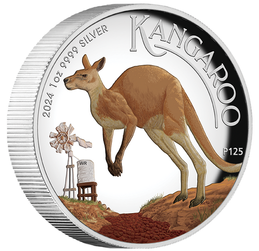 Australian Kangaroo 2024 1oz Silver Proof High Relief Coloured Coin