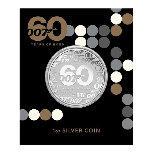 James Bond 60th Anniversary - 2022 1oz Brilliant Unc Silver Coin on Card