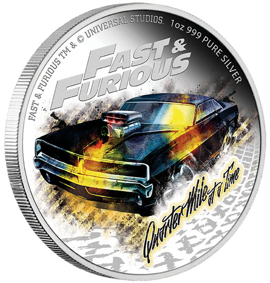 Fast and Furious 2023 1oz Silver Proof Coloured Coin – Quarter Mile at a Time