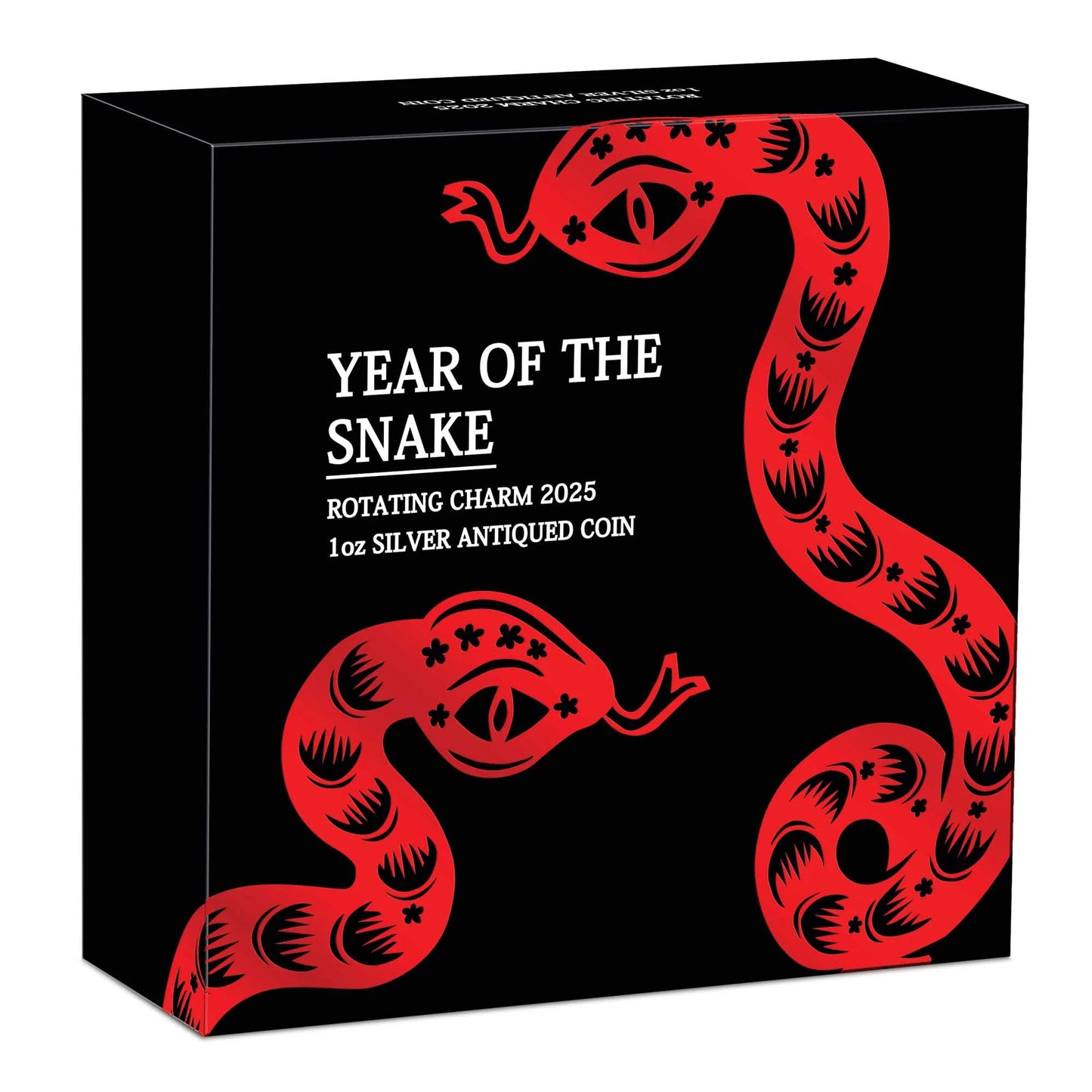 Year of the Snake Rotating Charm 2025 1oz Silver Antiqued Coin