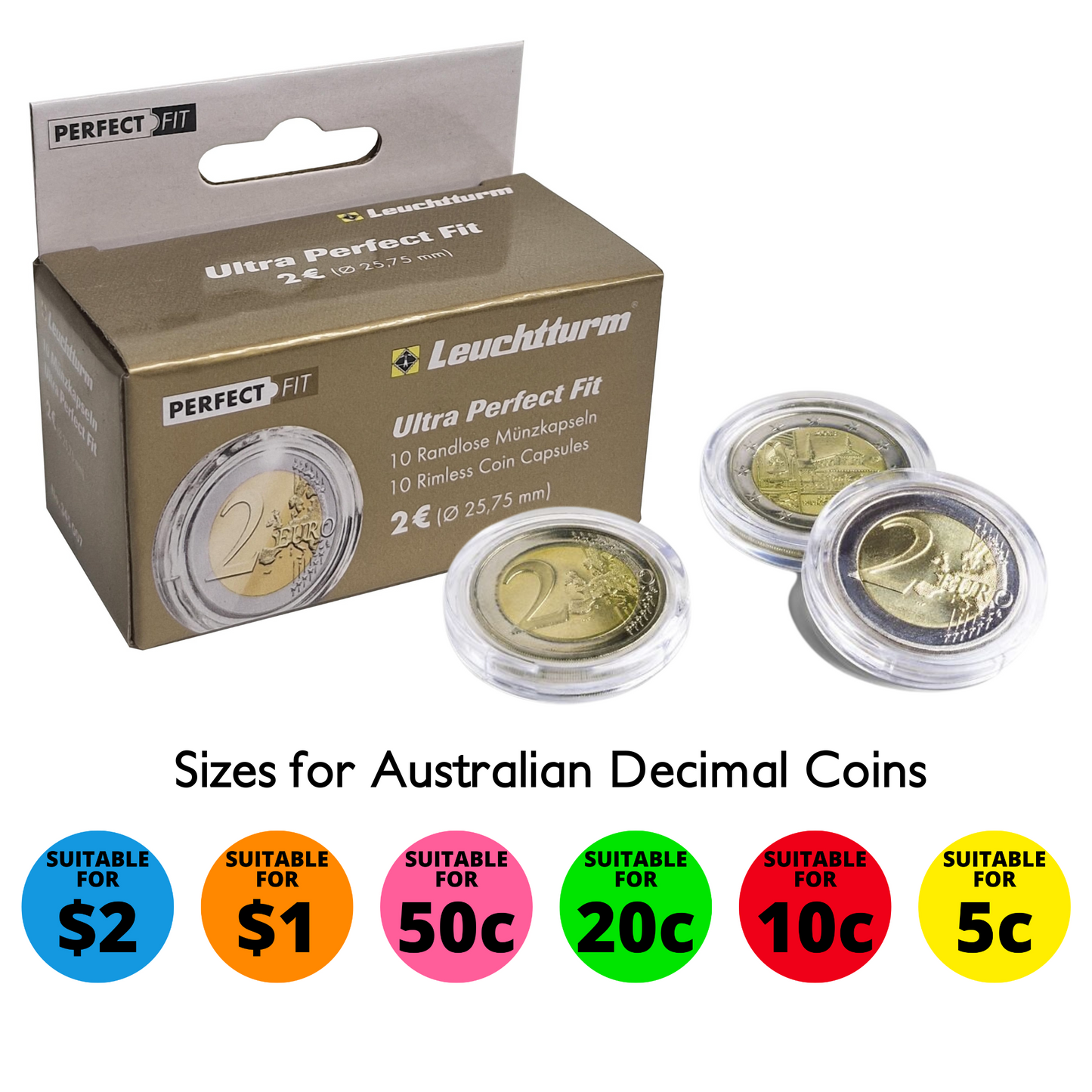 Coin Capsules Premium (Lighthouse ULTRA) - Sizes for Australian Decimal Coins