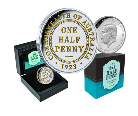 1923 Half Penny 100th Anniversary 2023 1oz Gilded Silver Proof