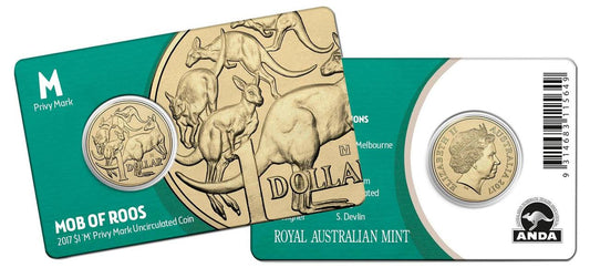 Mob of Roos - 2017  $1 M Privy Mark Unc Coin Card - ANDA Melbourne Money Expo 2017