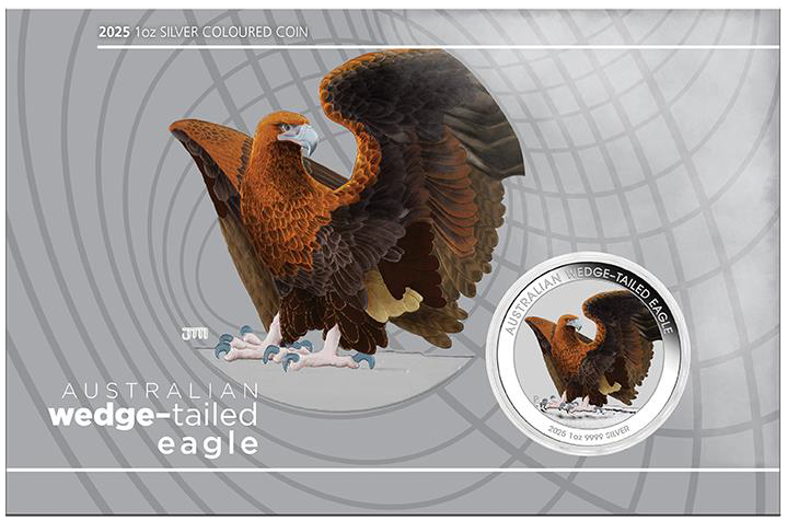 Australian Wedge-Tailed Eagle - 2025 1oz Silver Coloured Coin in Card