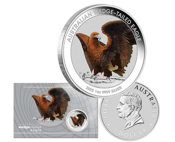 Australian Wedge-Tailed Eagle - 2025 1oz Silver Coloured Coin in Card