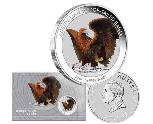 Australian Wedge-Tailed Eagle - 2025 1oz Silver Coloured Coin in Card