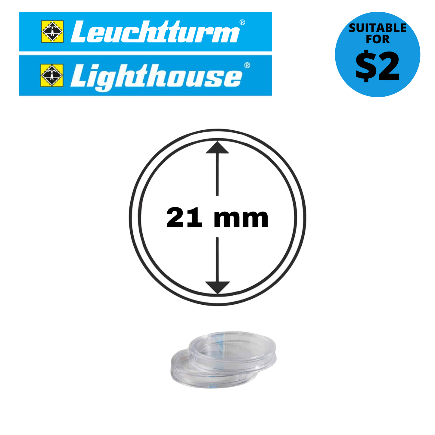 Coin Capsules (Lighthouse GRIPS) - Sizes for Australian Decimal Coins