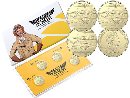 Heroes of the Sky Centenary of Royal Australian Air Force - 2021 $1 Mintmark and Privy Mark Four Coin Set