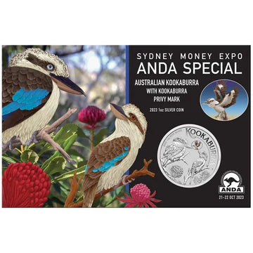 Kookaburra 1oz Silver Coin with Kookaburra Privy Mark - 2023 Sydney Money Expo