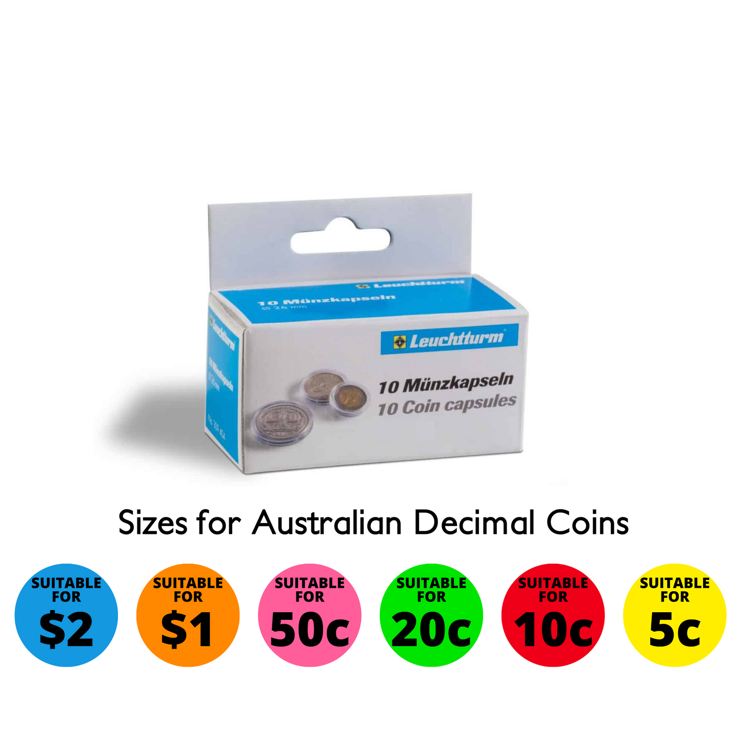 Coin Capsules (Lighthouse GRIPS) - Sizes for Australian Decimal Coins