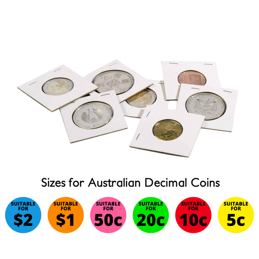 Coin Holder 2x2s Staple - Pack of 100 (Lighthouse TACK) - Sizes for Australian Decimal Coins (Copy)