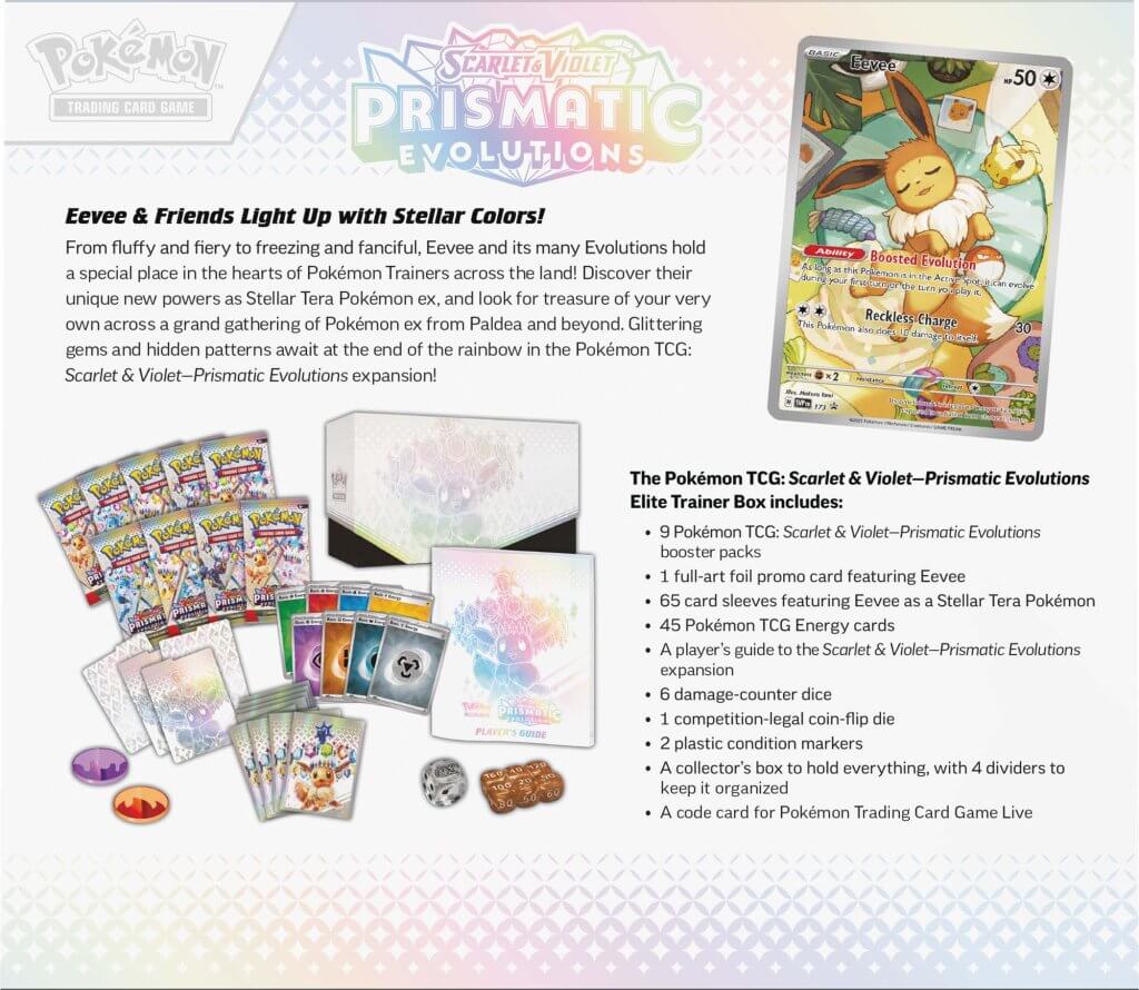 Scarlet & Violet 8.5 Prismatic Evolutions Elite Trainer Box (ETB) - Pokemon TCG