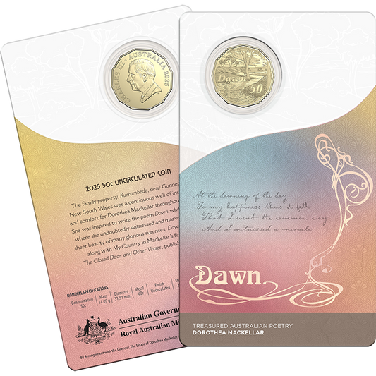 Dorothea Mackellar - Treasured Australian Poetry - Dawn 2025 50c Uncirculated Coin