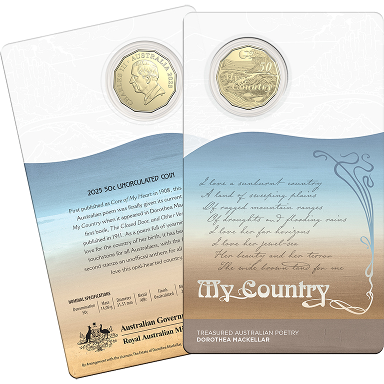 Dorothea Mackellar - Treasured Australian Poetry - My Country 2025 50c Uncirculated Coin