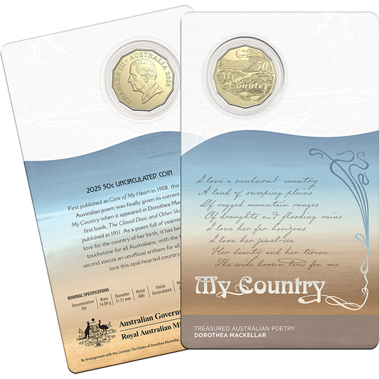 Dorothea Mackellar - Treasured Australian Poetry - My Country 2025 50c Uncirculated Coin