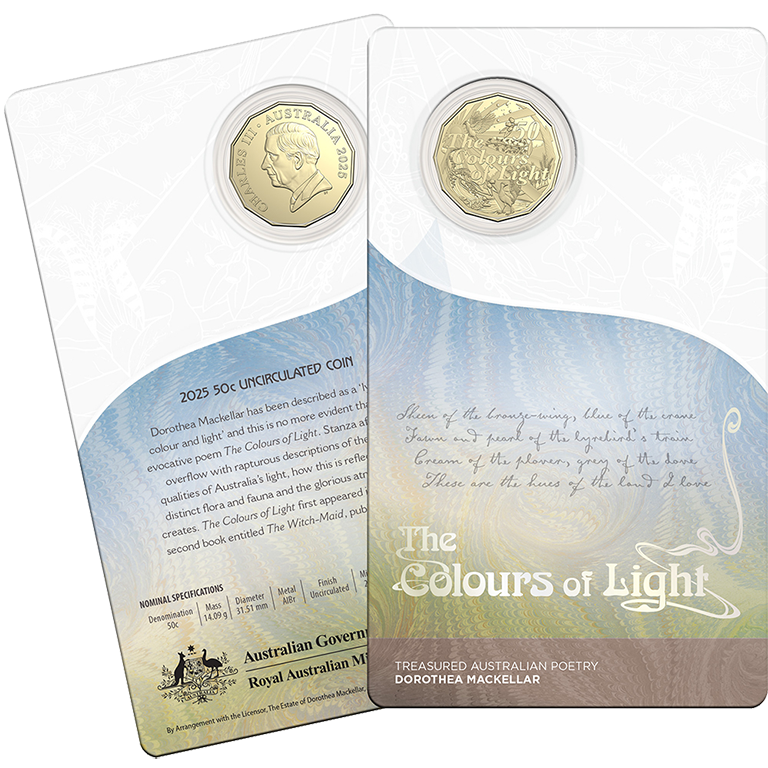 Dorothea Mackellar - Treasured Australian Poetry - The Colours of Light 2025 50c Uncirculated Coin