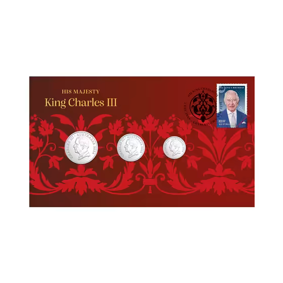 King Charles III 2024 Three Coins (20c,10c,5c) Postal Numismatic Cover (PNC)