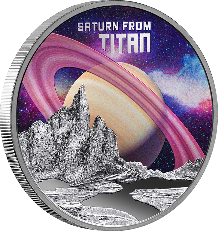 2025 Saturn from Titan $1 1oz Coloured Silver Proof Coin