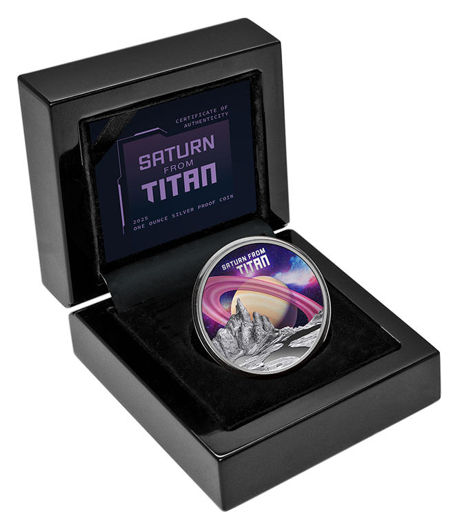 2025 Saturn from Titan $1 1oz Coloured Silver Proof Coin