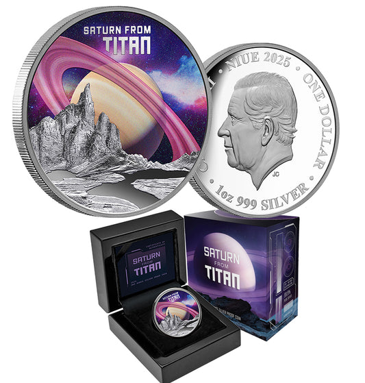 2025 Saturn from Titan $1 1oz Coloured Silver Proof Coin